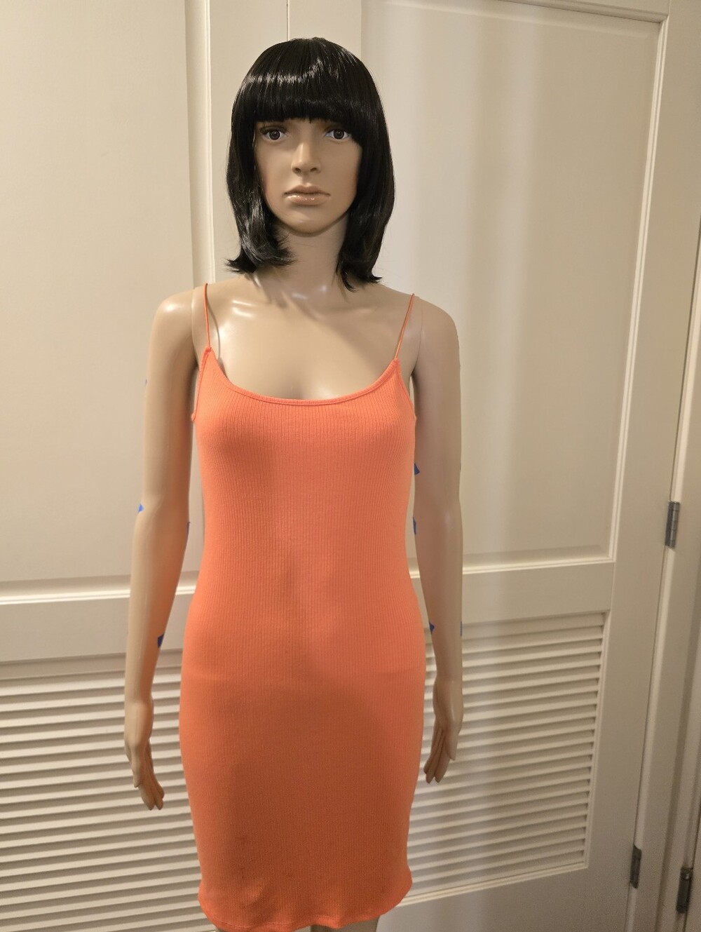 Sleek Orange Ribbed Slip Dress🧡